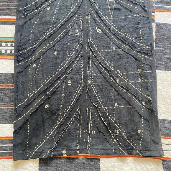 Isabel De Pedro Pencil Midi Dress. Silk Appliqué. Cotton Blend. Size 8. Boho. - Picture 14 of 16